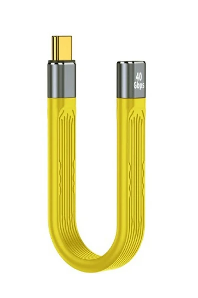 silabor Type-C To Type-C Dişi Kablo 40 GBPS USB Type Kablosu 100W Pd Hızlı Şarj Kablosu - Sarı C-6 10 Cm