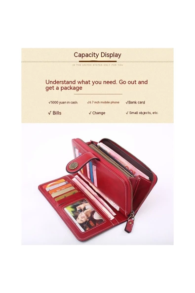 silabor Kahverengi Deri Uzun Fermuarlı Cüzdan - 5