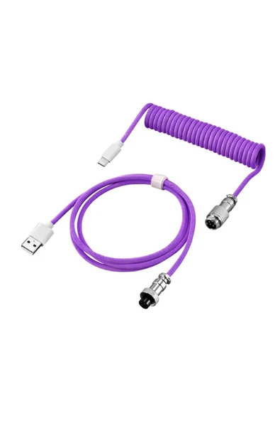 silabor Coiled Kablo, Sarmal Kablo, Mekanik Klavye Kablosu, Type C Usb Kablo [Oyuncu Klavyesi Kablosu]