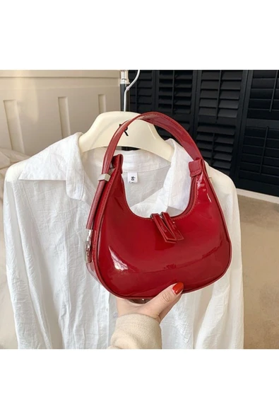 silabor Kadın Rugan Parlak Omuz Çantası Koltuk Altı Çantası (Yurt Dışından) - 2