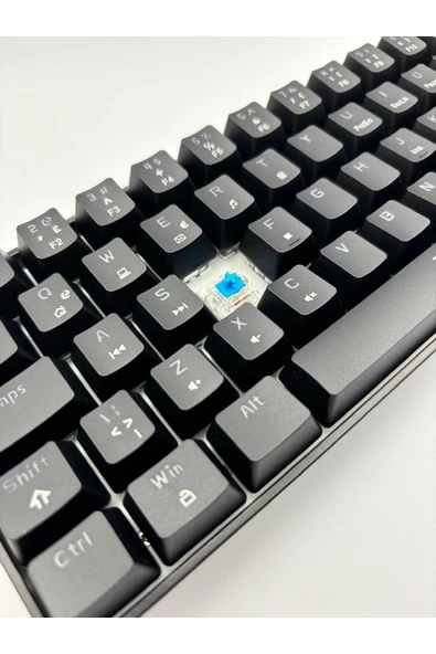 silabor T60 Siyah Renk Mavi Switch RGB Mekanik Kablolu Driverli Oyuncu Klavyesi T60 Mini Türkçe Q Klavye - 4