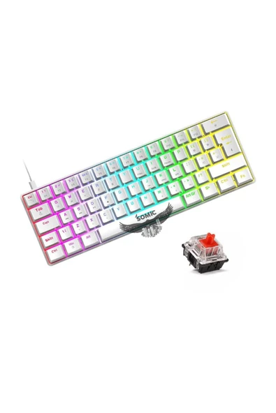 Z00 T60 Beyaz Red Ve Blue Switch Rgb Gaming Oyuncu Klavyesi Mekanik 62 Tuş 18 Ayarlanabilir Led Gaming