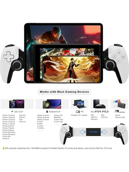 D9 Telefon Tablet Gamepad Bluetooth Kontroller 5.2 Kablosuz Android iOS PS4 Switch PC - Resim 2