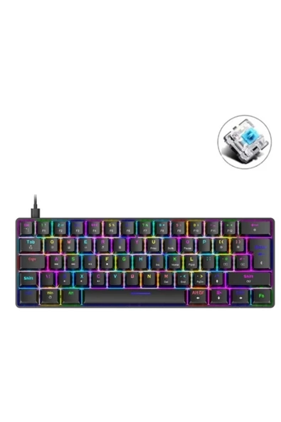 silabor T60 Siyah Renk Mavi Switch Mekanik Kablolu Klavye Gaming Driverli Oyuncu Klavyesi T60 Mini Q