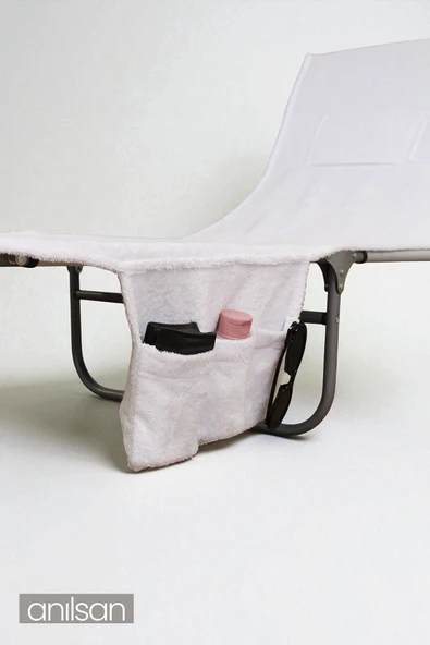 %100 Pamuk Şezlong Havlusu Beyaz 60x180 cm - Hızlı Kuruyan Plaj ve Havuz Havlusu - 3