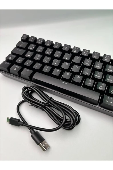 silabor T60 Siyah Renk Mavi Switch RGB Mekanik Kablolu Driverli Oyuncu Klavyesi T60 Mini Türkçe Q Klavye - 5