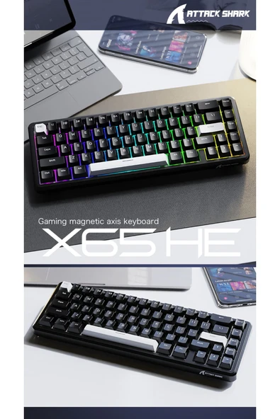 silabor Attack Shark X65 He Manyetik Switch Rapid Trigger Gaming Klavye Hall Effect - Resim 6