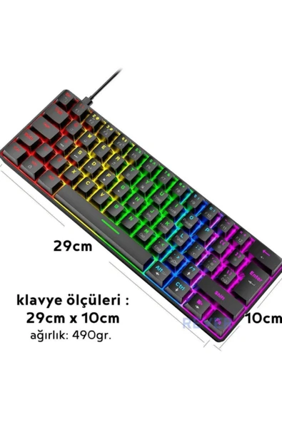 ATAsoft ELEKTRONİK Since 2021 T60 Rgb Mavi Switch Mekanik Siyah Klavye Kablolu Gaming Driverli Oyuncu Klavyesi T60 Mini Q Klavye - Resim 7