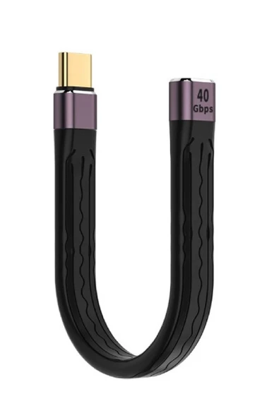 silabor Type-C To Type-C Dişi Kablo 40 GBPS USB Type Kablosu 240W Pd Hızlı Şarj Kablosu - Siyah C-13 10 Cm