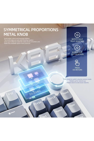 Attack Shark K86 Ekranlı Kablosuz Mekanik Klavye - 3