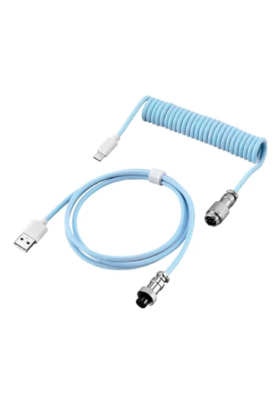 silabor Coiled Kablo, Sarmal Kablo, Mekanik Klavye Kablosu, Type C Usb Kablo [Oyuncu Klavyesi Kablosu]