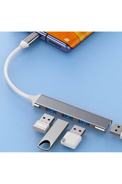 Arkhelais To Usb Hub 4 Port Çoklayıcı 4in1 Macbook Ile Uyumlu Çoğaltıcı Type C To Usb Converter Hub - Resim 6