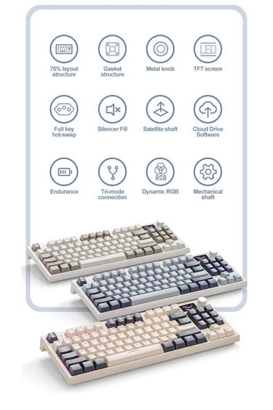 Attack Shark K86 Ekranlı Kablosuz Mekanik Klavye - 8