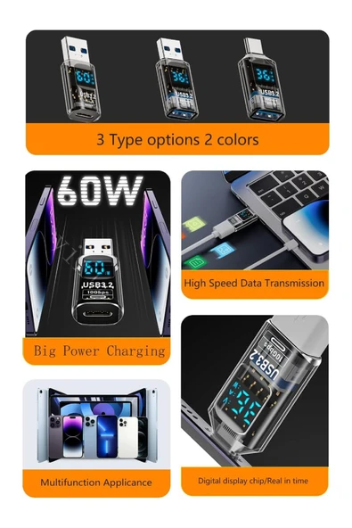 silabor Type-C USB adaptörü USB-A 3.2 soket dönüştürücü, OTG MacBook, Samsung ve diğer C tipi cihazlar için - 3