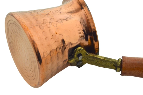 LUDIA Ahşap Saplı El Yapımı Dövme Bakır Cezve no1 Kahve Cezvesi - 3