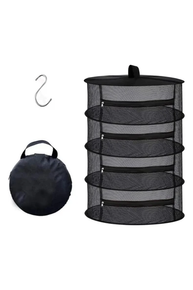 silabor Meyve-Sebze Kurutma Filesi 4 Katlı Asılabilir Katlanabilir Çantalı Bitki Kurutma Filesi - Resim 2