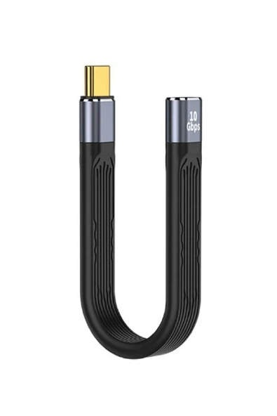 silabor Type-C To Type-C Dişi Kablo 10 GBPS USB Type Kablosu 100W Pd Hızlı Şarj Kablosu - Siyah C-8 10 Cm