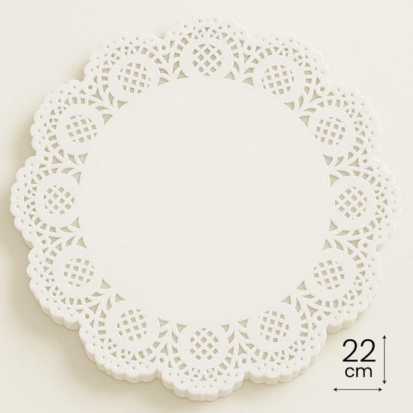 Dolphin Dantel Görünümlü Kağıt Tabak Altlığı - 22 Cm. - Beyaz Dantel Kağıt - 100 Adetlik Paket ürün görseli 1