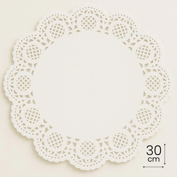 Dolphin Dantel Görünümlü Kağıt Tabak Altlığı - 30 Cm. - Beyaz Dantel Kağıt - 100 Adetlik Paket ürün görseli 1