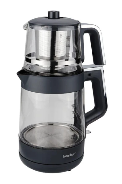 Bambum Zelda - Cam Hazneli Çay Makinesi Gri