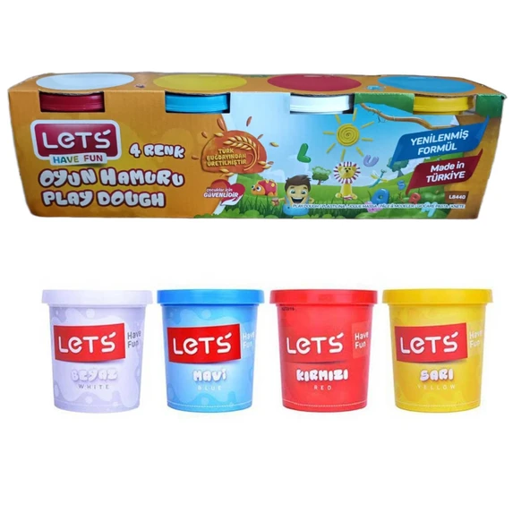 Lets Oyun Hamuru 4 Renk 440 gr Normal Renkler L8440