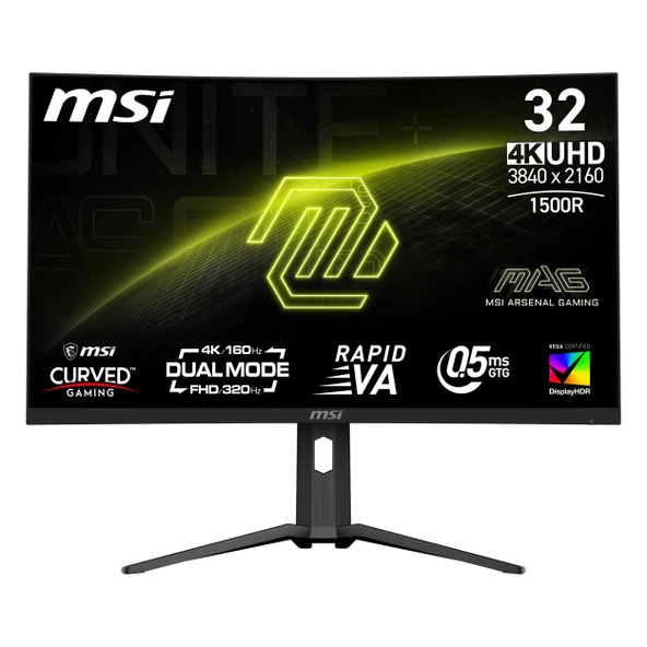 MSI MAG 321CUPDF 31.5" 160Hz 0.5Ms HDMI+DP+USB-C HDR UHD FreeSync VA Curved Vesa Monitör