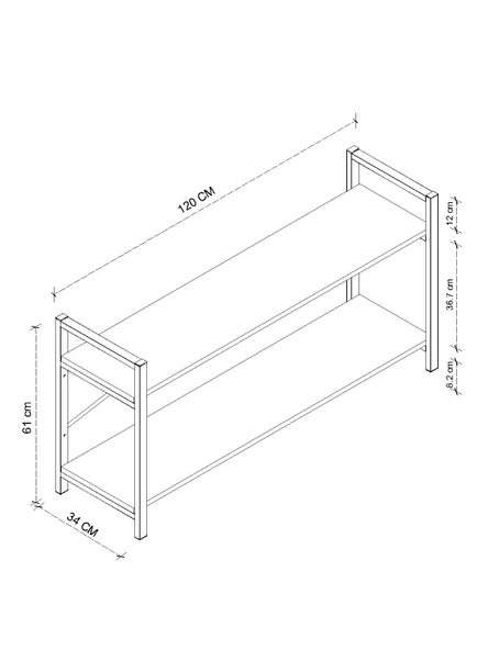 Dizayn Motion Exen 2 Raflı Televizyon Sehpası TV Ünitesi Ceviz - Resim 6