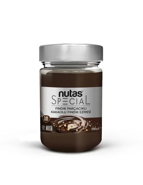 Nutas Special Fındık Parçacıklı Kakaolu Fındık Ezmesi - %60 FINDIK - 350g Cam Kavanoz