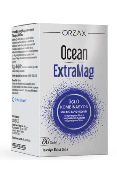 Orzax Ocean ExtraMag Üçlü Magnezyum Kombinasyonu 60 Tablet