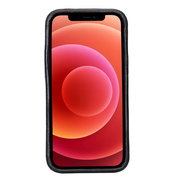 Apple iPhone 12 mini Uyumlu Deri Arka Kapak ROCK RST1 Siyah - 3