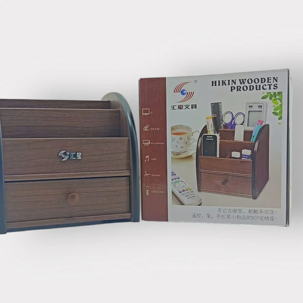 Homix Masa Üstü  Çekmeceli Ahşap Düzenleyici Organizer Kalemlik (1028) - 3