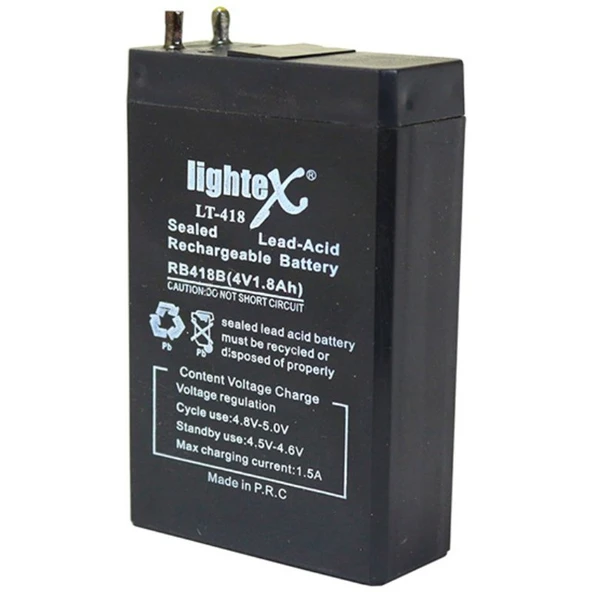 Lightex LT-418 4V 1.8Ah Bakımsız Işıldak Aküsü ürün görseli 1