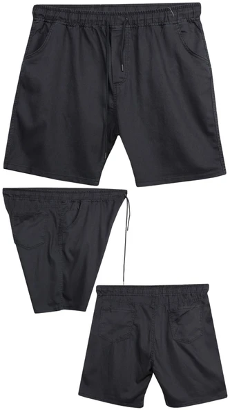 Büyük Beden 120 - 157 Kilo Arası İçin Uygun Bedenli Erkek Likralı Bağcıklı Kot Şort - 2