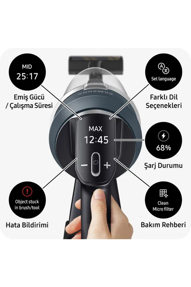 Samsung VS20C8524TB/TR Jet 85 Şarjlı Dikey Süpürge, 210W Emiş Gücü, Dijital Invertör Motor - 4