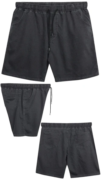 Büyük Beden 120 - 157 Kilo Arası İçin Uygun Bedenli Erkek Likralı Bağcıklı Kot Şort - 6