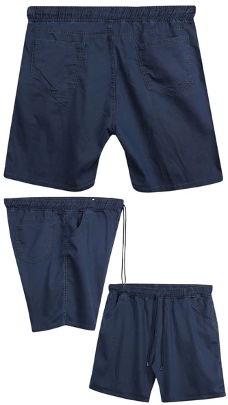 Büyük Beden 120 - 157 Kilo Arası İçin Uygun Bedenli Erkek Likralı Bağcıklı Kot Şort - 10