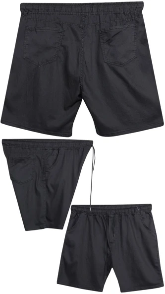 Büyük Beden 120 - 157 Kilo Arası İçin Uygun Bedenli Erkek Likralı Bağcıklı Kot Şort - 8