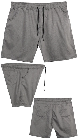 Büyük Beden 120 - 157 Kilo Arası İçin Uygun Bedenli Erkek Likralı Bağcıklı Kot Şort - 3