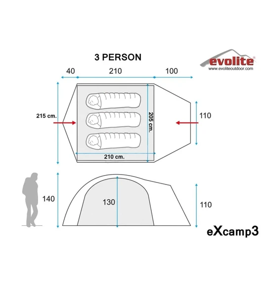 Excamp3 Pro 3 Kişilik Çadır 4 Mevsim E-9204 - 5