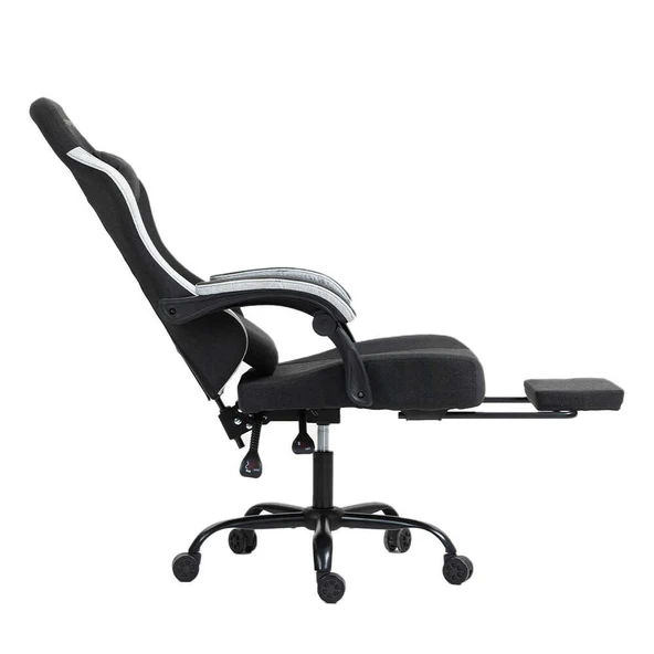 Adore Gaming Throne Oyuncu Koltuğu - Siyah/Gri Kumaş 62x117-127x62 cm - 5