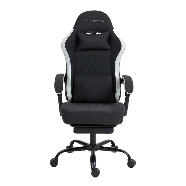 Adore Gaming Throne Oyuncu Koltuğu - Siyah/Gri Kumaş 62x117-127x62 cm - 2