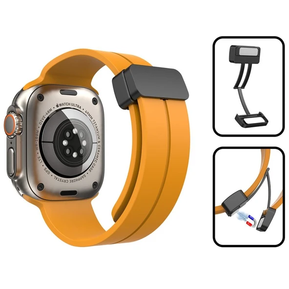 Apple Watch 38-40-41 MMUyumlu Mıknatıslı Silikon Kordon - Resim 6