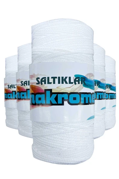 5 Adet Polyester Makrome İpi 10 Kar Beyaz 100 gr ürün görseli