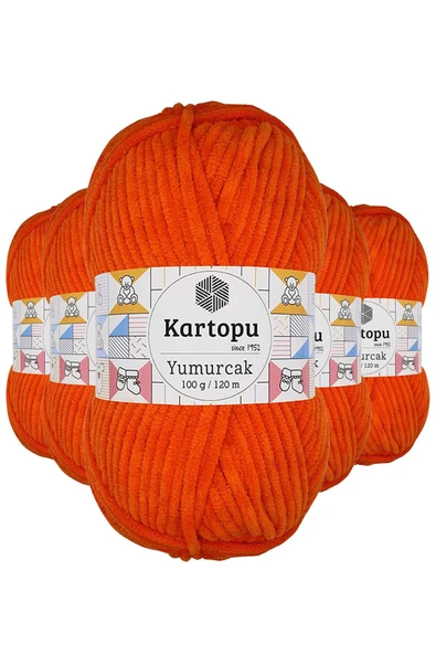 5 Adet Yumurcak Kadife El Örgü İpi Turuncu K205 ürün görseli