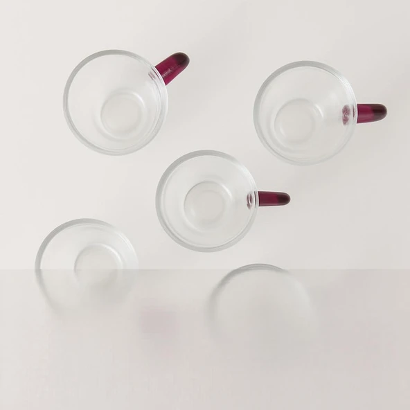 Kahve Yanı kulplu Su Bardağı - 6'lı Küçük Boy Şık Zemzem İkram Seti - 3