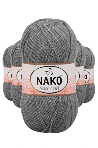 5 Adet Süper İnci El Örgü İpi 100 gr Gri Melanj 194 ürün görseli