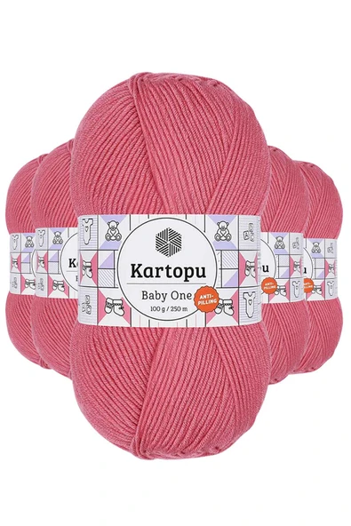 5 Adet Baby One Tüylenmeyen El Örgü İpi Yünü Şeker Pembe K244 ürün görseli