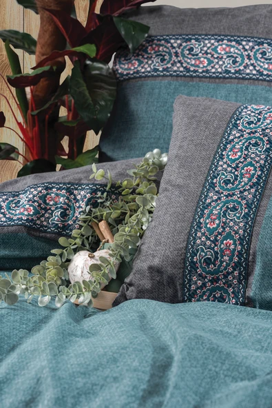 Cotton Box Folk Ark Çift Kişilik Nevresim Takımı Erna Petrol - 2