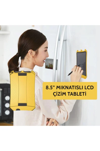 wicue Xiaomi 8,5" Uyumlu Mıknatıslı Lcd Dijital Renkli Çizim Tablet- Sarı - 6