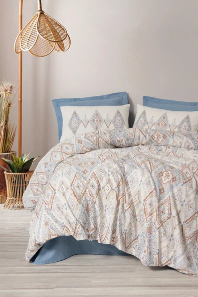 Cotton Box Bohem Serisi Çift Kişilik Nevresim Takımı Zanora indigo
